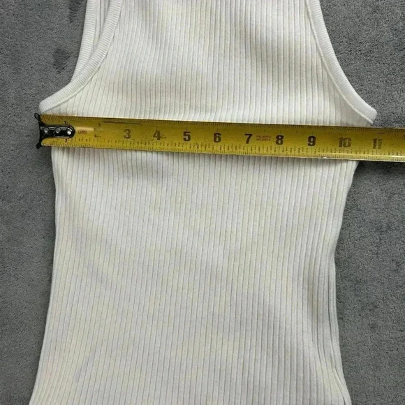 Agolde Top Womens Size Small White Square Neck Ribbed Knit Tank Top Mina Tank - Picture 3 of 10